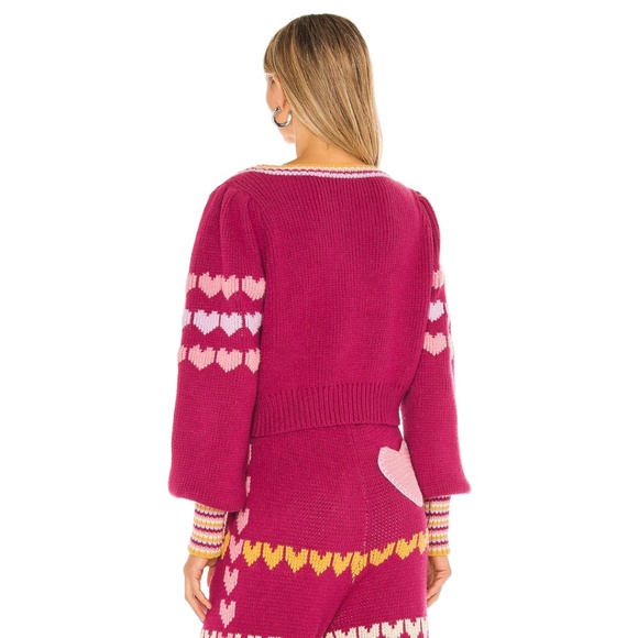 LoveShackFancy Buena Heart Print Cropped Cardigan in Warm Heart - Picture 14 of 16